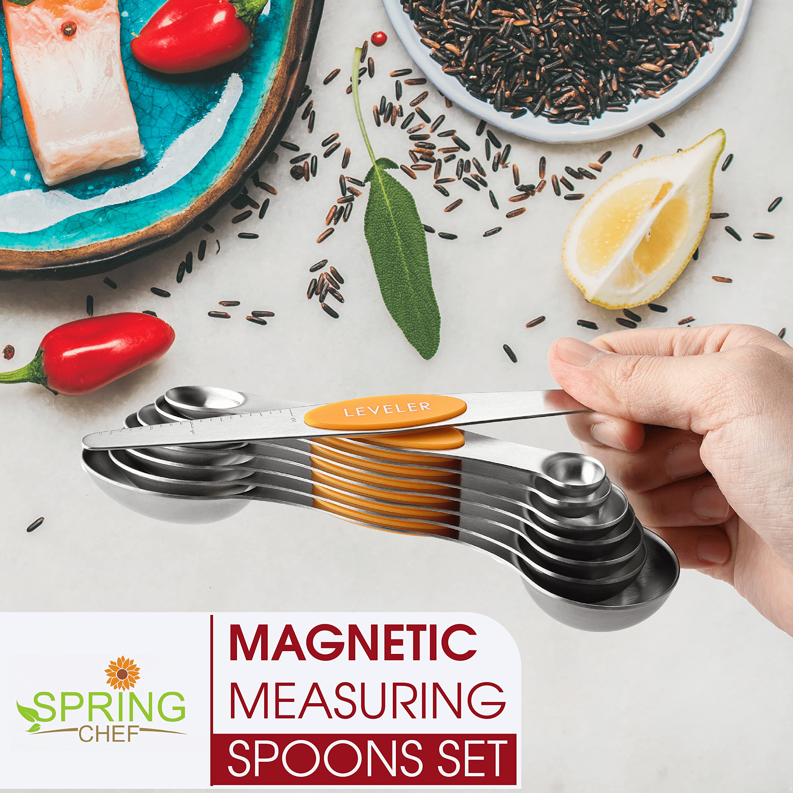 Spring Chef Mango leveler-included spoons for precise measurements.