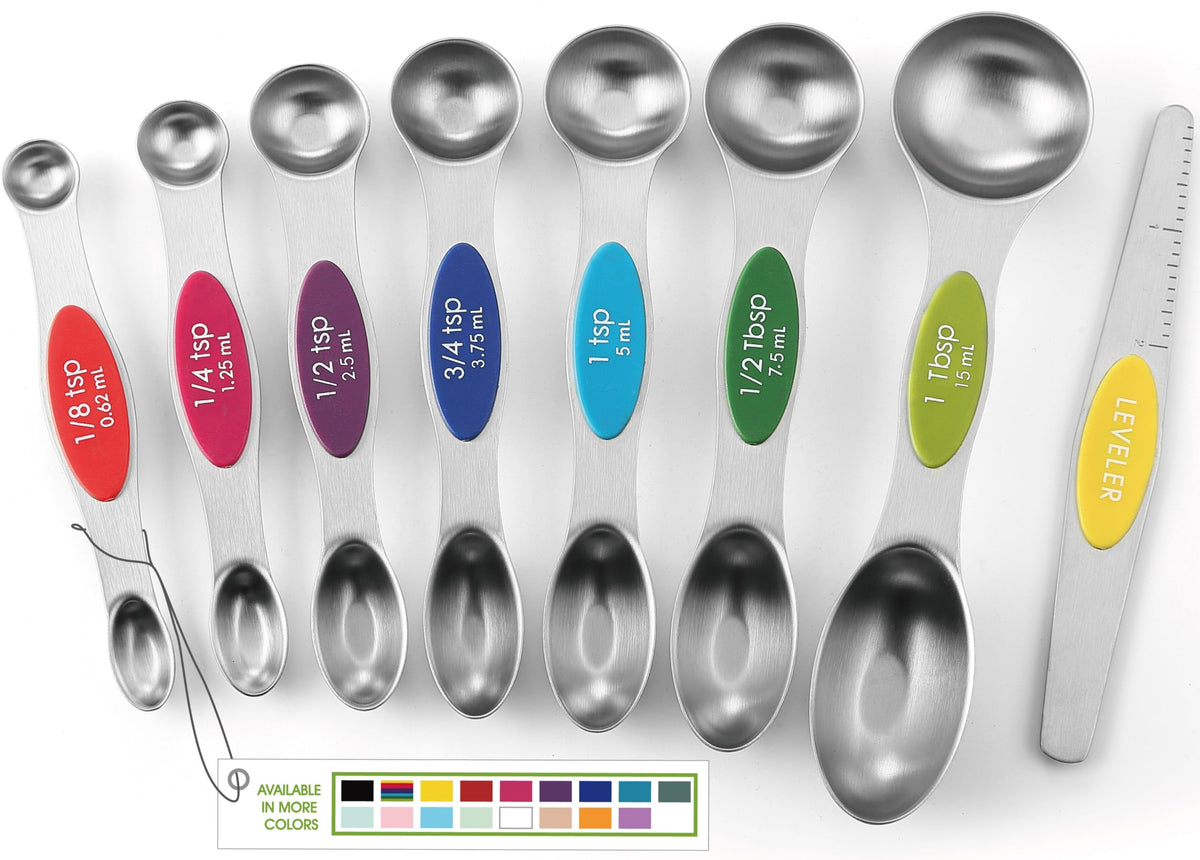 Spring Chef magnetic measuring spoons set with strong magnets for quick one-handed access
