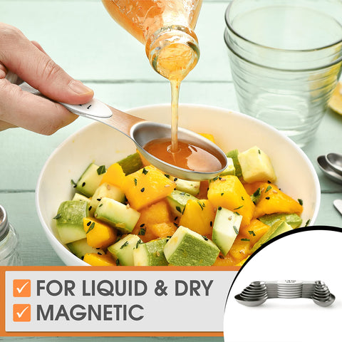 Spring Chef stainless steel spoons resist rust and stay organized on the magnet