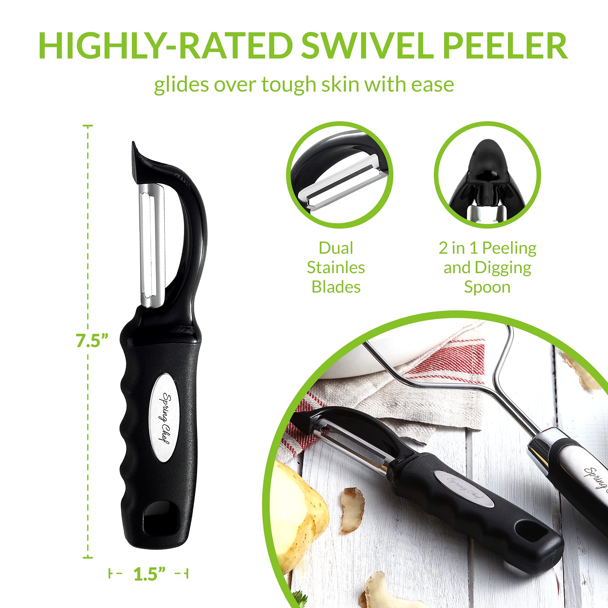 Spring Chef masher in action delivers consistent texture quickly.