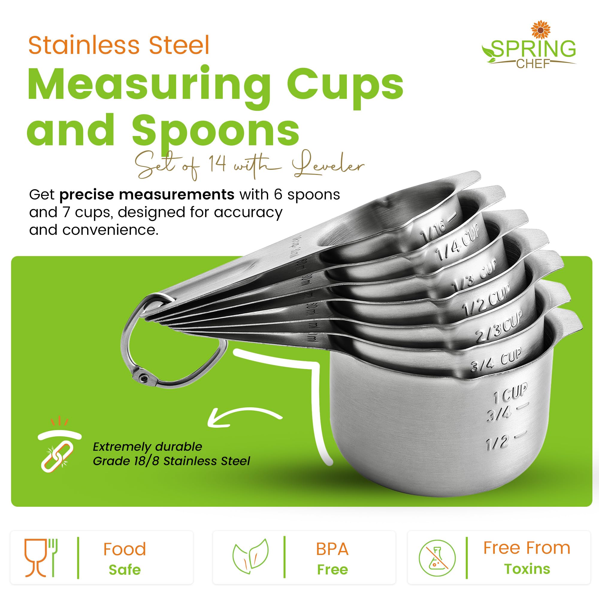 Spring Chef ergonomic long-handle spoons for comfortable filling and leveling