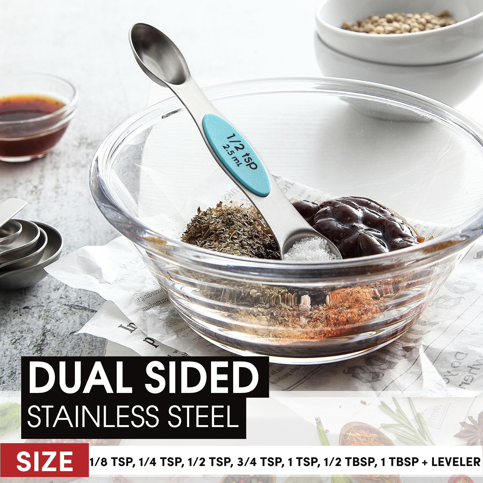 Spring Chef round-end spoon for accurate liquids measurement and pouring.