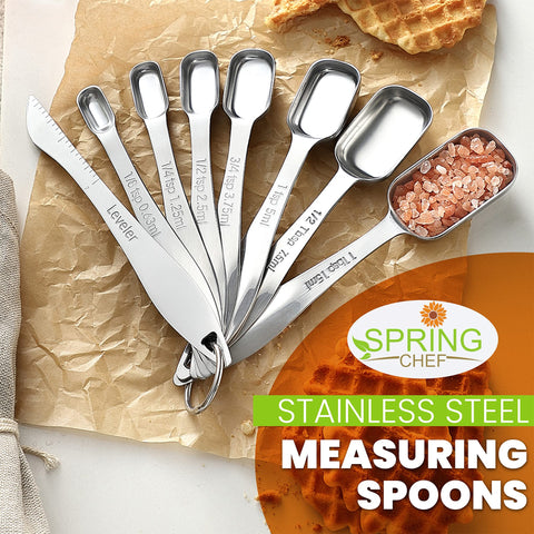 Spring Chef measuring spoons nest neatly with a ring for compact storage