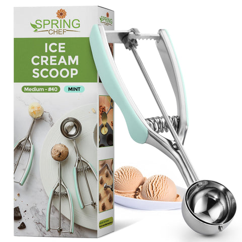 Spring Chef cookie scoop with trigger release for uniform 2.75-inch cookies.