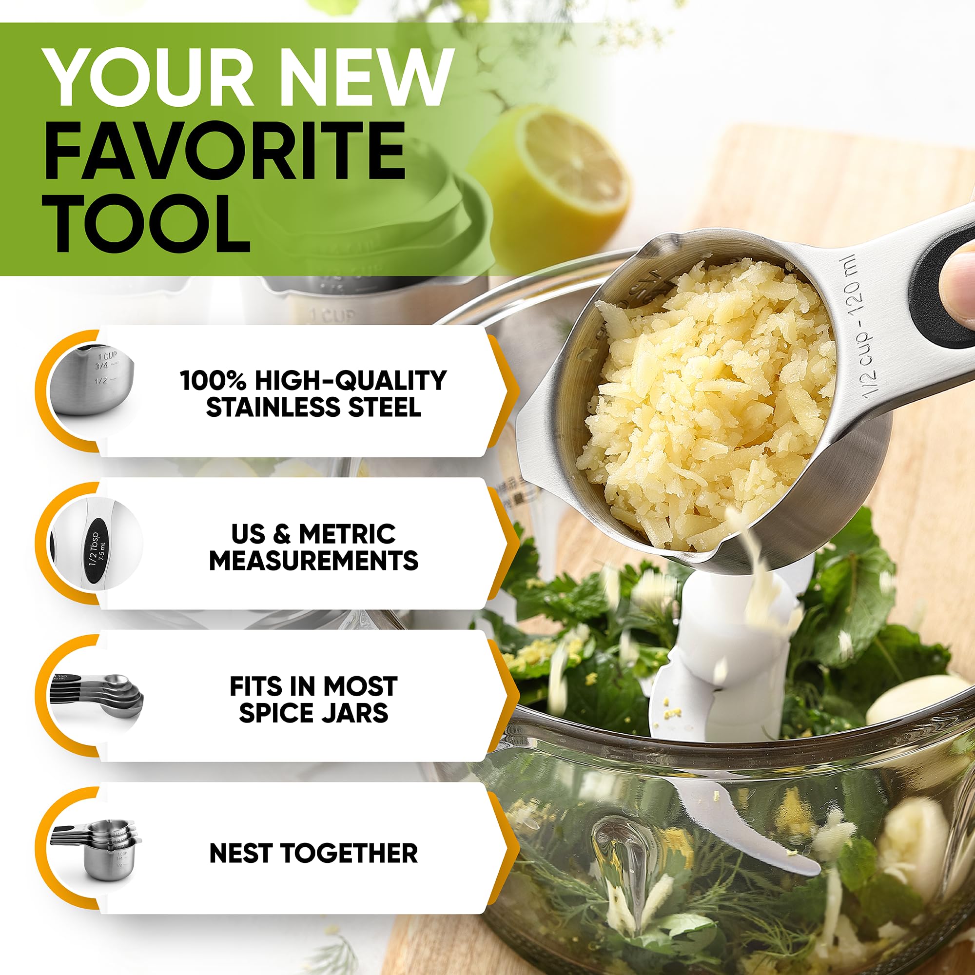 Spring Chef oval end spoon fits narrow spice jars for easy reaching