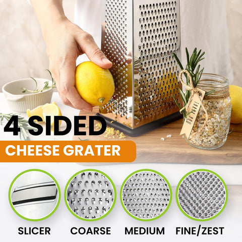Spring Chef parmesan grater drawer-friendly design fits in most kitchen drawers.