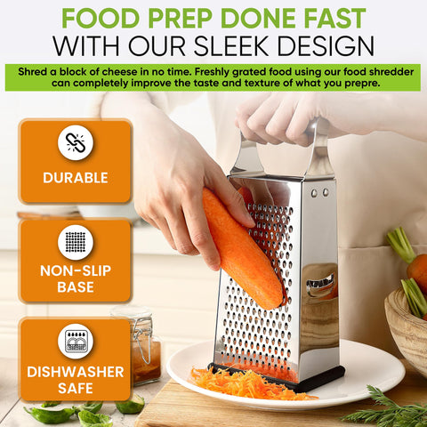 Spring Chef parmesan grater removable rubber bottom keeps stable on countertops.