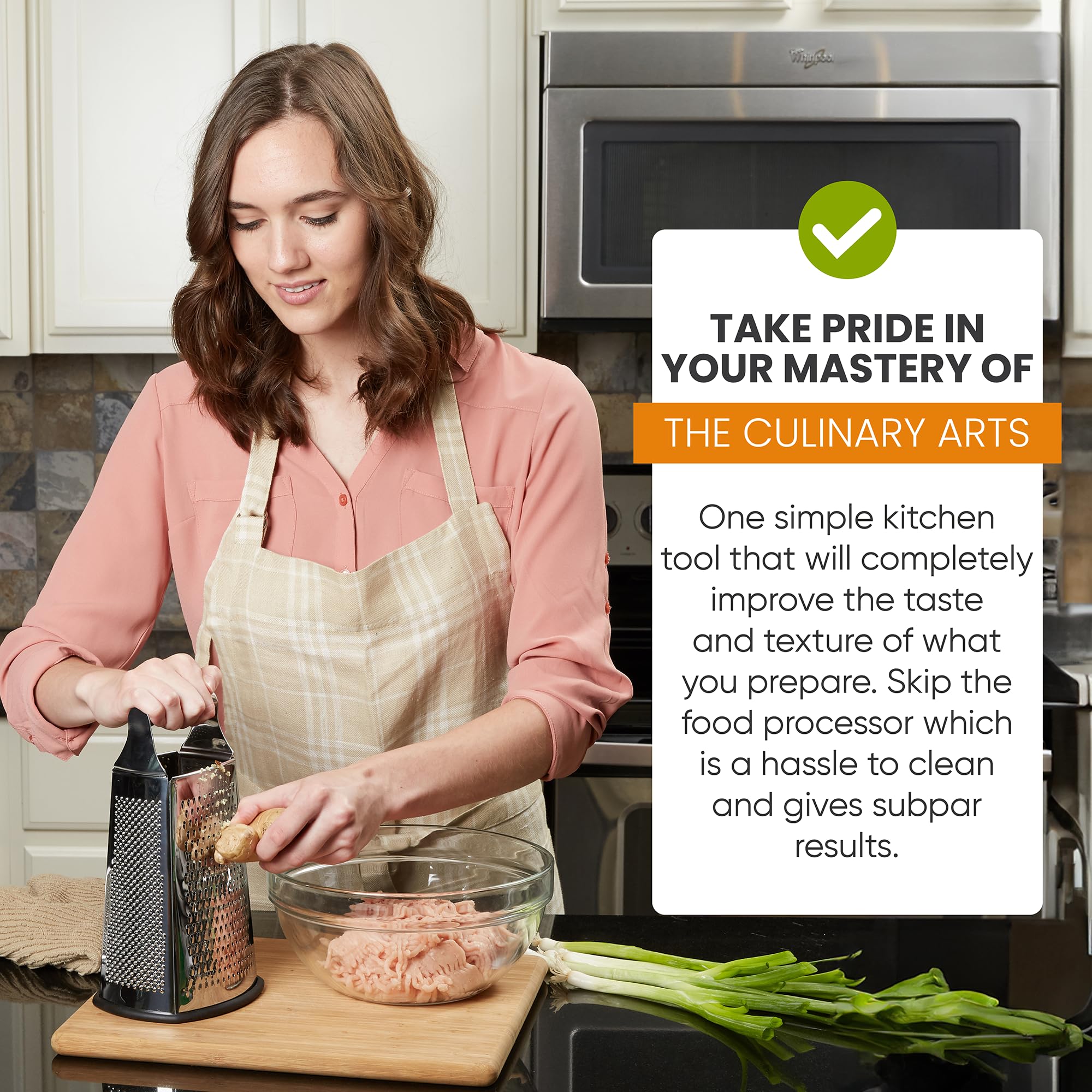 Spring Chef parmesan grater sturdy stainless steel blades deliver clean slices and shreds.