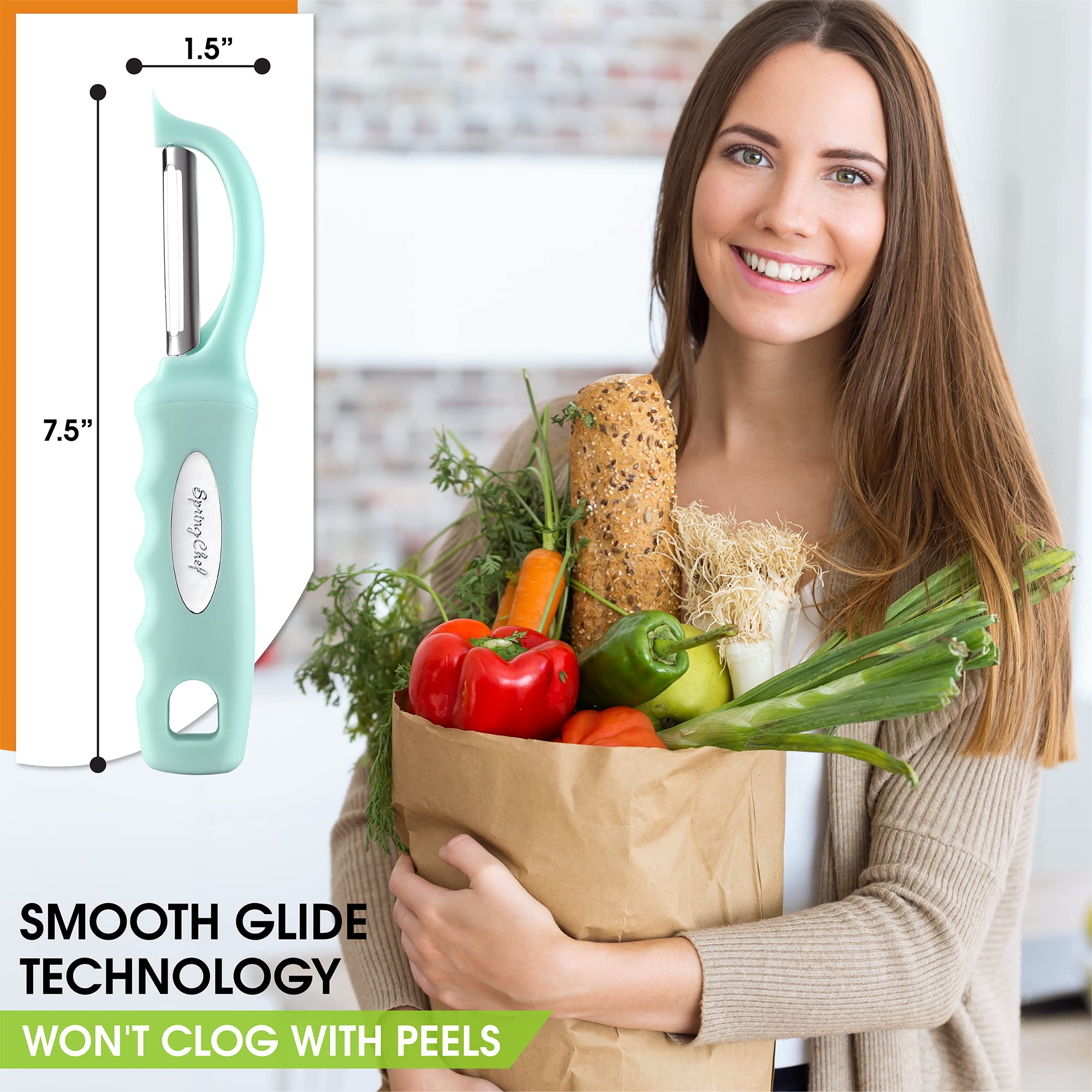 Spring Chef dishwasher-safe peeler simplifies cleanup after meal prep.
