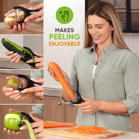 Spring Chef Peeler hanging hole for easy kitchen storage.