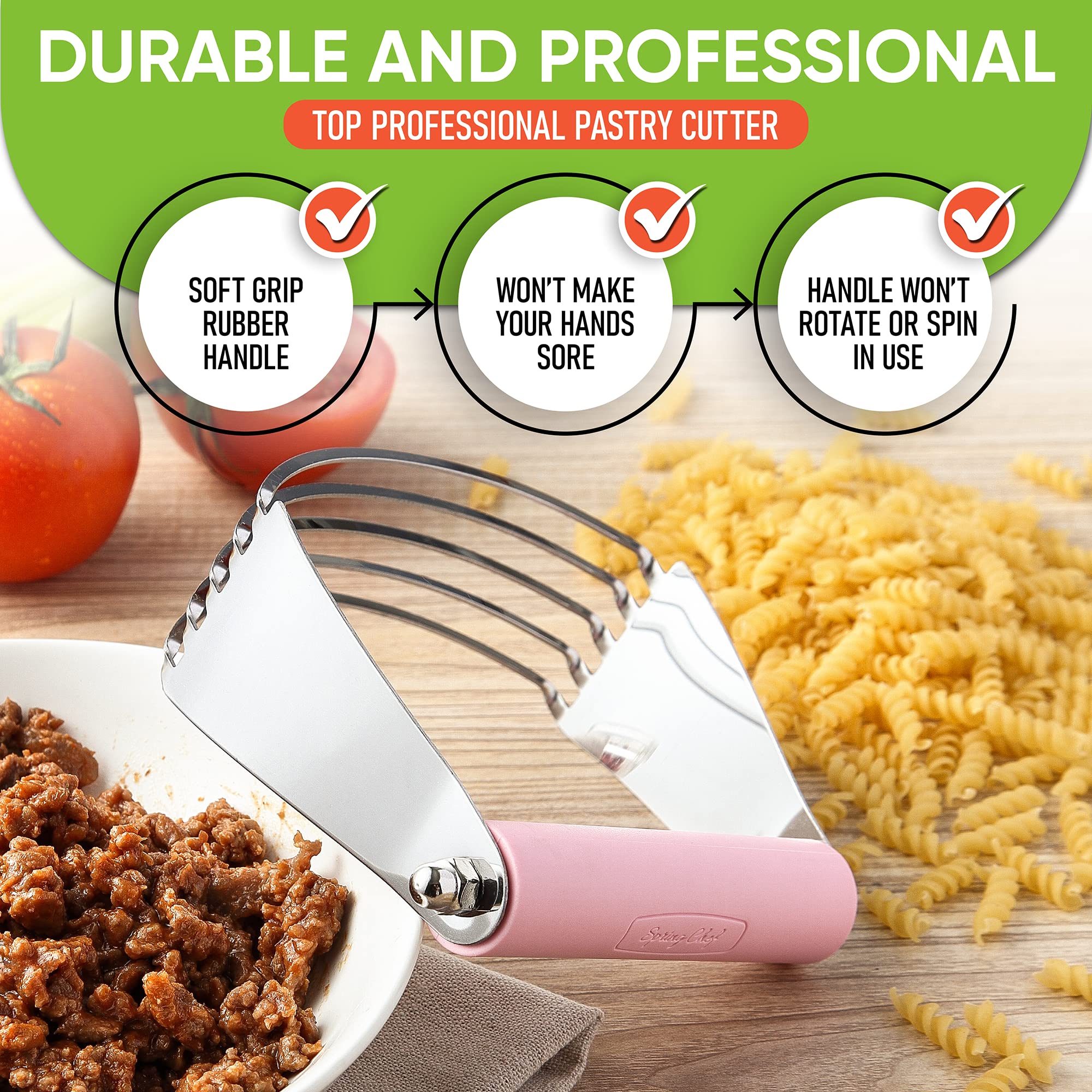 Spring Chef Pink Lemonade Dough Blender helps make pie crusts with consistent texture.