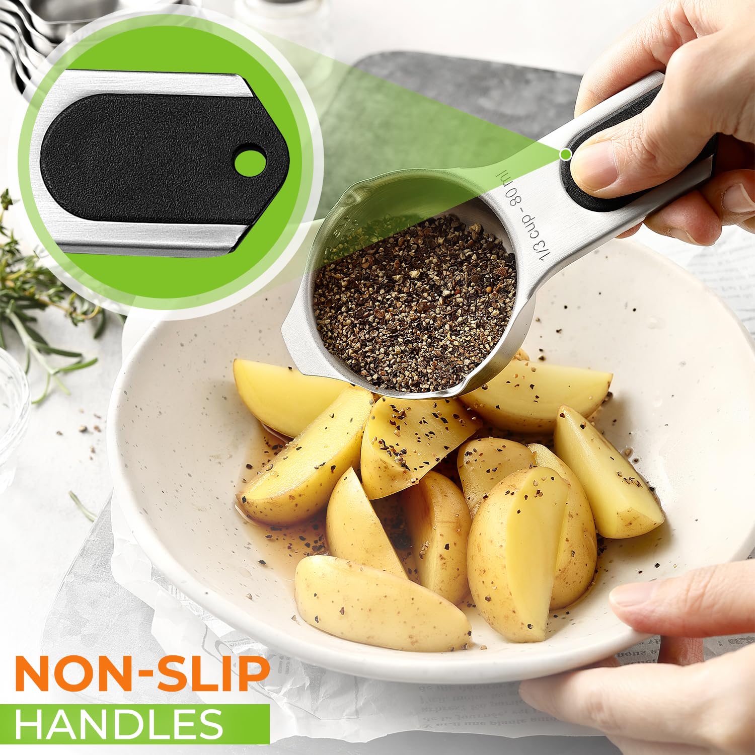 Spring Chef cups provide precise measurements for consistent results in recipes.