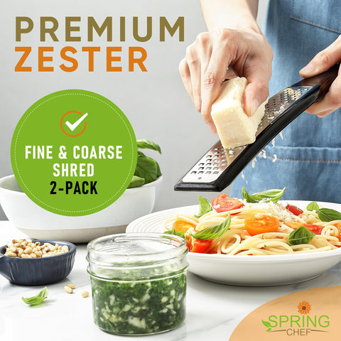 Spring Chef premium lemon zester grater with handle close-up blade detail for precise zesting