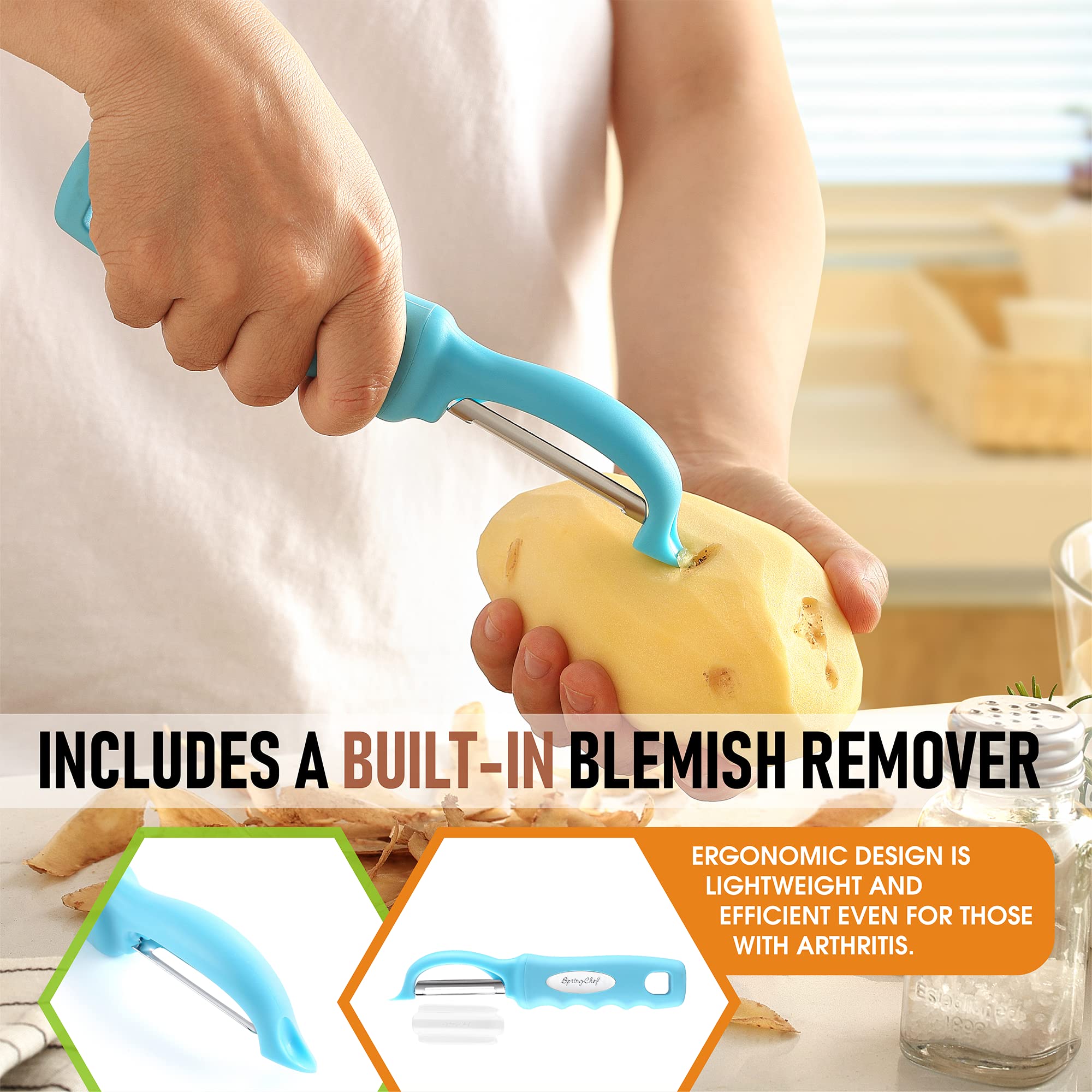 Aqua Sky Spring Chef peeler dishwasher safe for easy cleanup