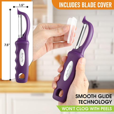 Spring Chef Professional Purple Swivel Peeler, dishwasher safe, quick cleanup after meal prep