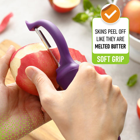 Spring Chef Professional Purple Swivel Peeler, soft grip handle for comfortable use right or left handed