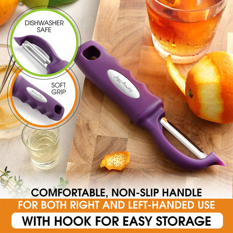 Spring Chef Professional Purple Swivel Peeler, ergonomic design, lightweight and easy to maneuver