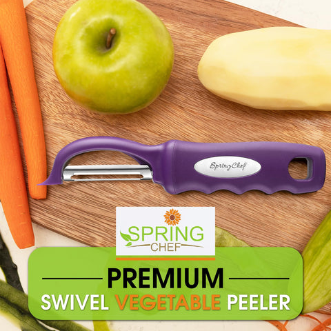 Spring Chef Professional Purple Swivel Peeler, ideal for carrots apples cucumbers and more