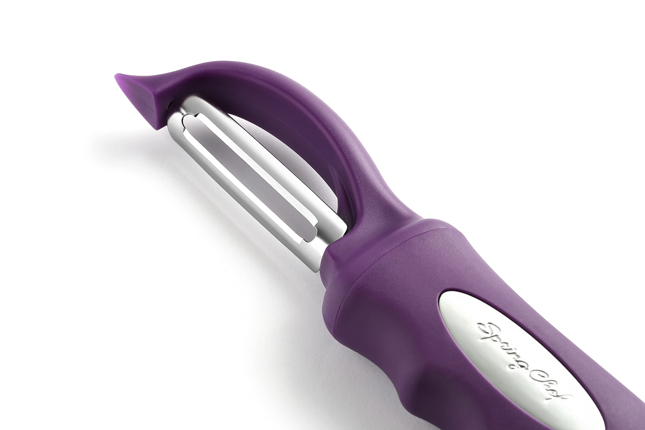 Spring Chef Professional Purple Swivel Peeler, keeps peels from clogging, mess free prep