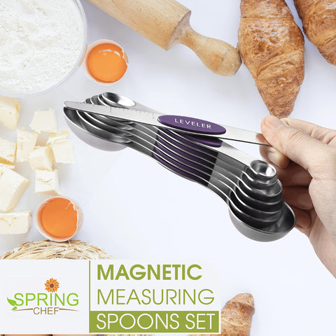 Spring Chef purple dual-sided spoons ideal for spice jars and liquids
