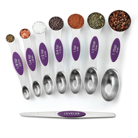 Spring Chef purple kitchen spoons keep spice jars organized