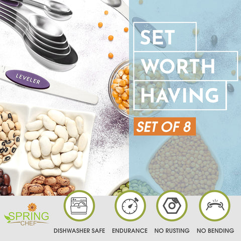 Spring Chef purple spoons nest neatly on magnetic storage