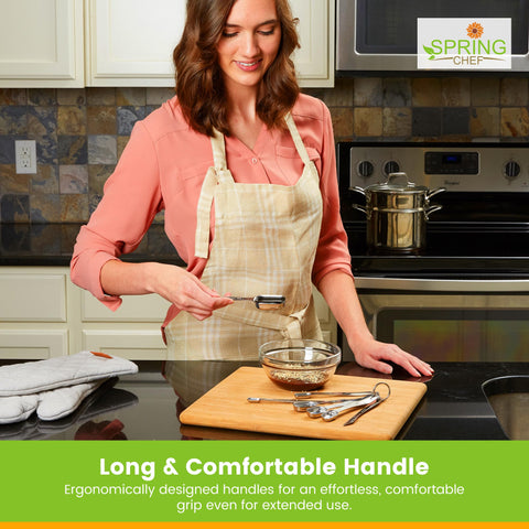 Spring Chef rectangular design fits most spice jars for minimal waste