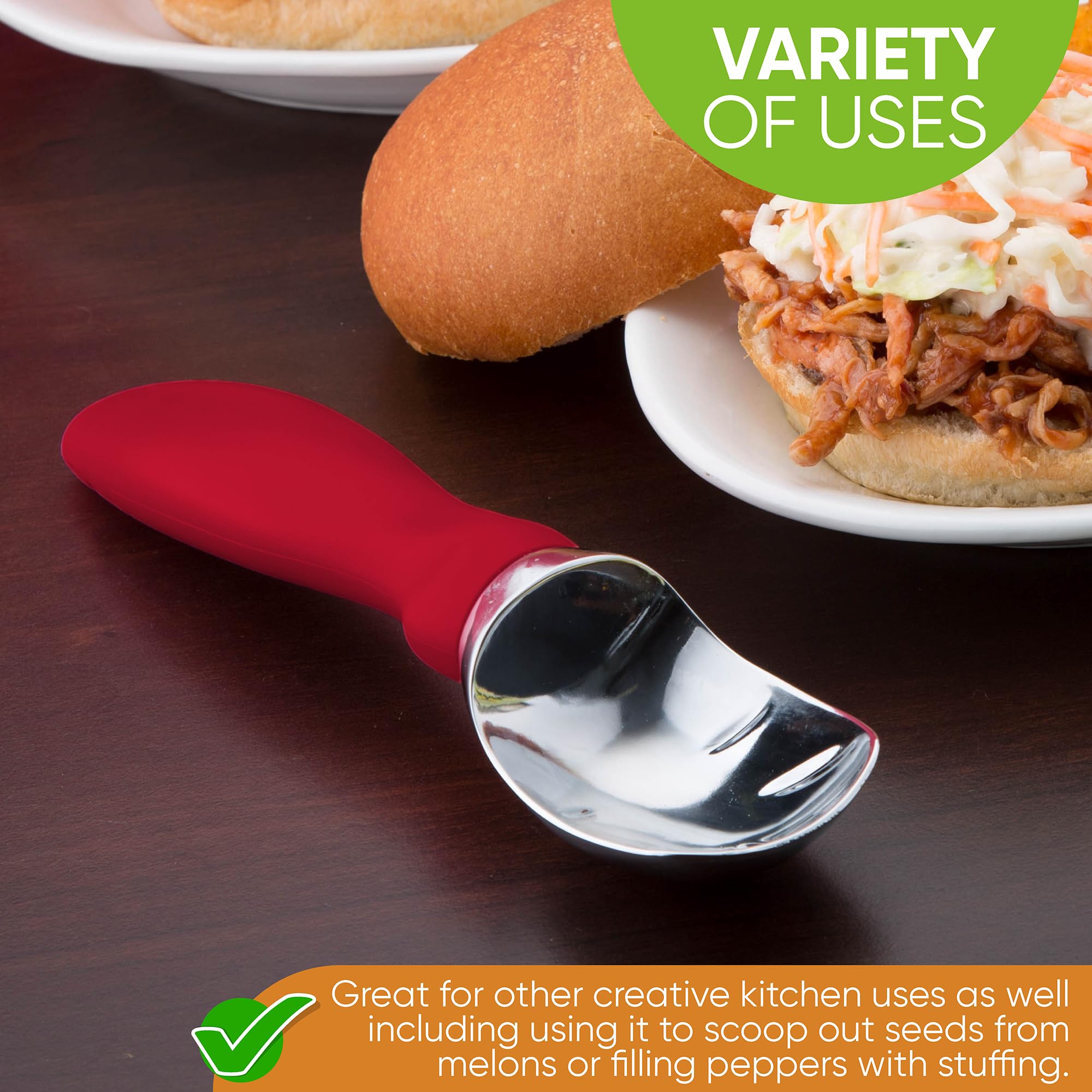 Spring Chef scoop glides through hard-packed ice cream effortlessly.