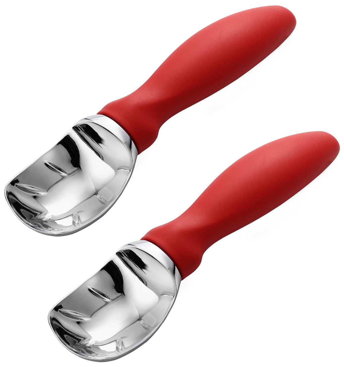 Spring Chef red heavy-duty ice cream scoop two-pack for serving two flavors with ease.