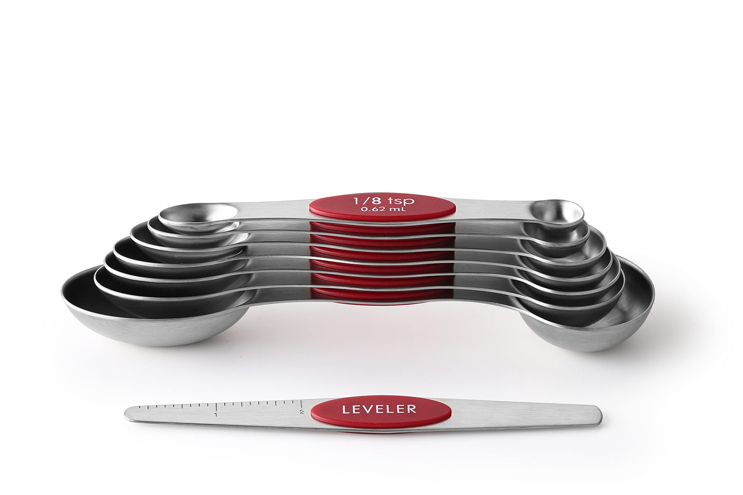 Spring Chef red stainless steel spoons are dishwasher safe for easy cleanup.