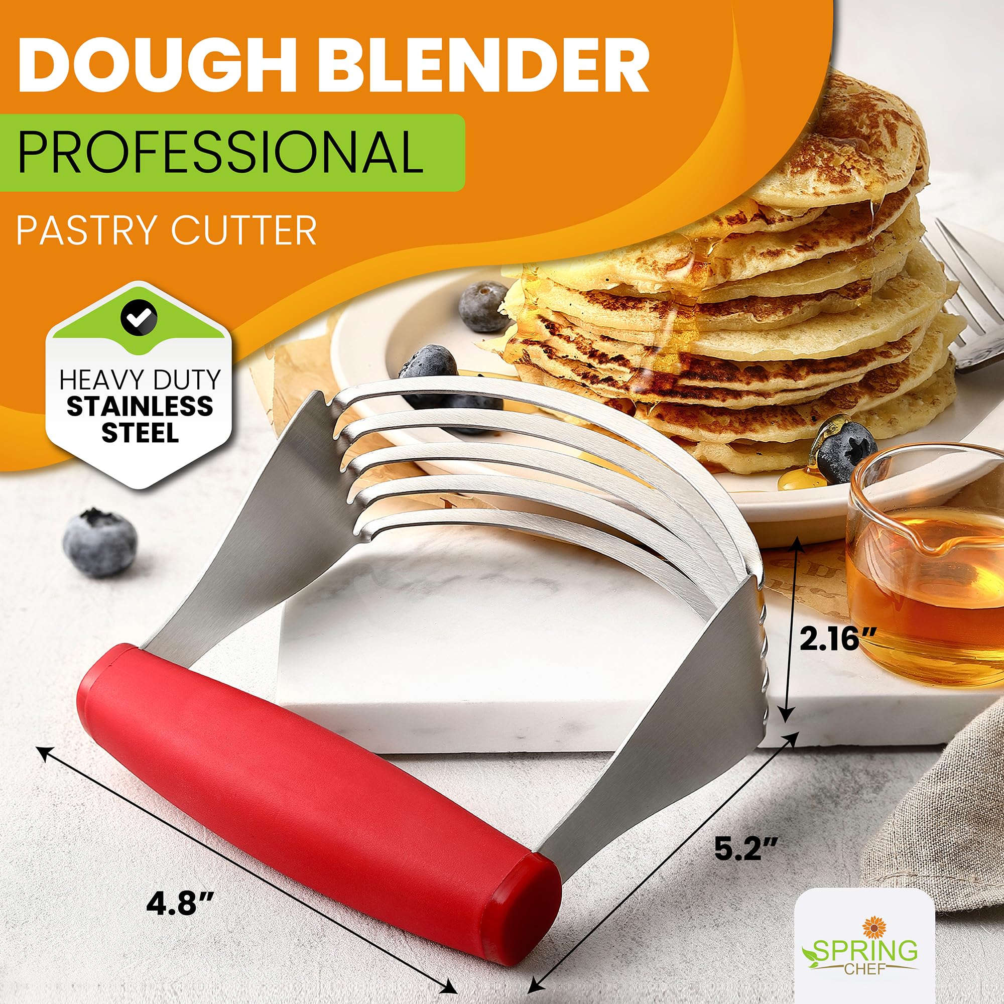 Close-up of Spring Chef Red XL dough blender blade showing thick, sturdy blades