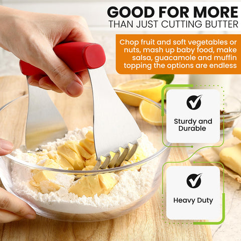 Pie crust prep with Spring Chef Red XL dough blender for crisp pastry edges