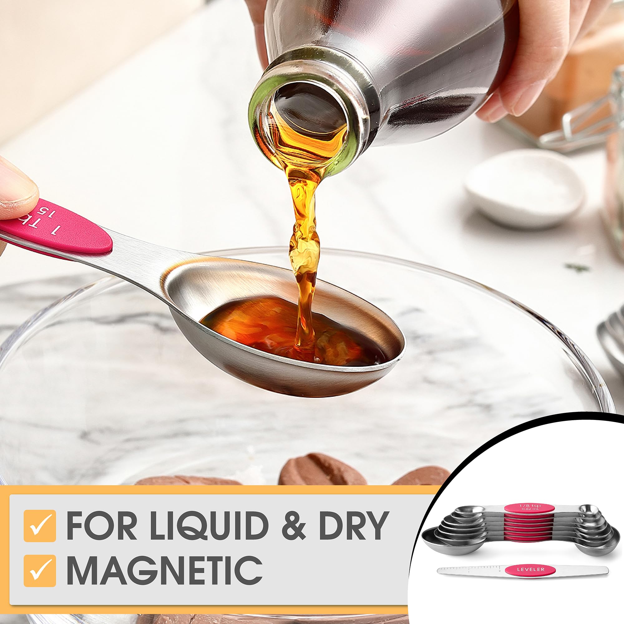 Spring Chef round end spoon for liquids with precise measurements.