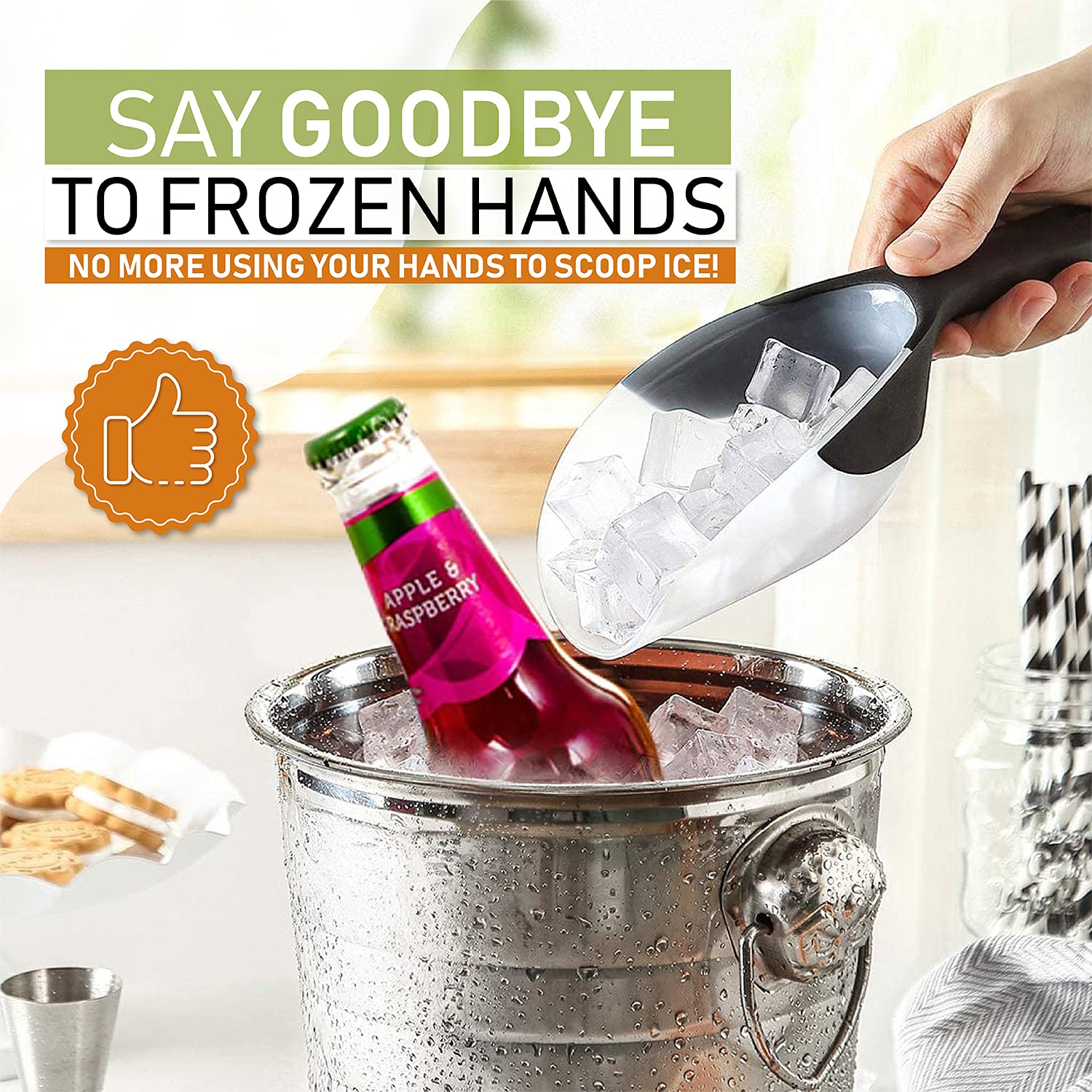 Spring Chef soft grip handle enables comfortable freezer use.