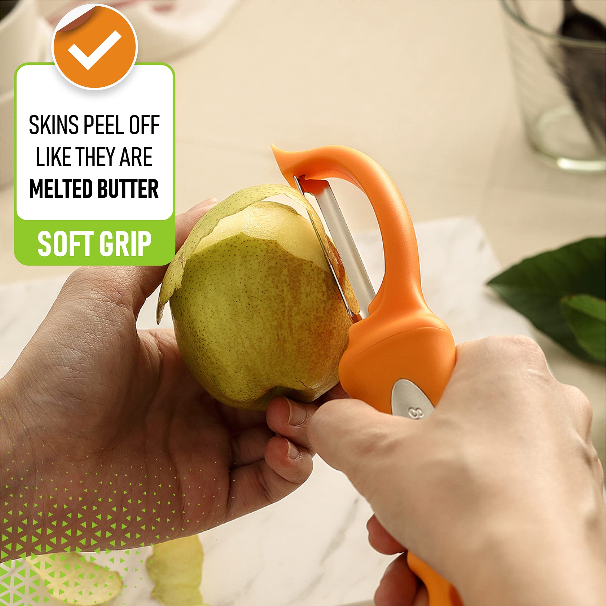 Spring Chef soft grip handle provides comfortable control for both hands