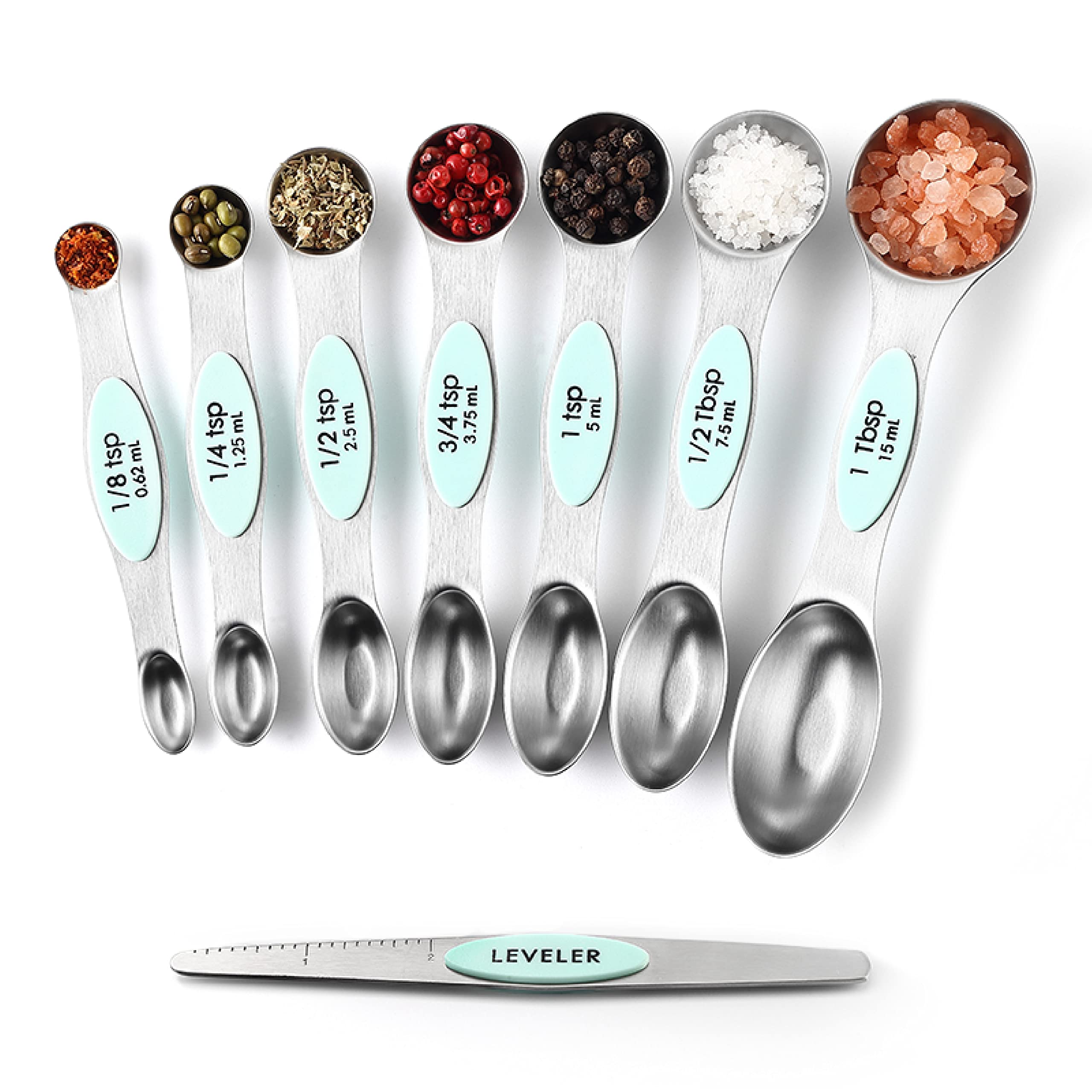 Spring Chef compact spoons keep spice jars organized.
