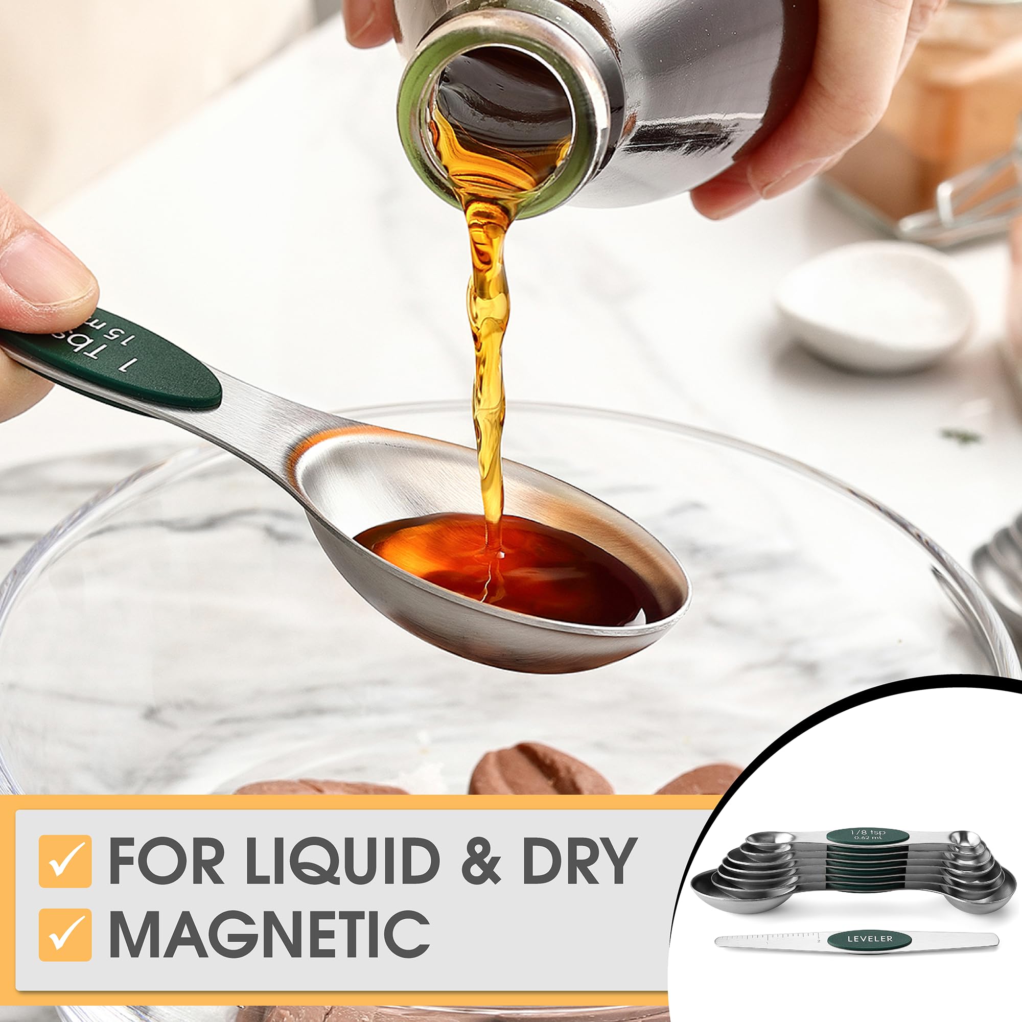 Spring Chef liquid-end spoon designed for accurate liquid measurements.