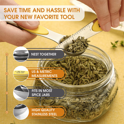 Spring Chef spoons nest neatly for compact kitchen storage.
