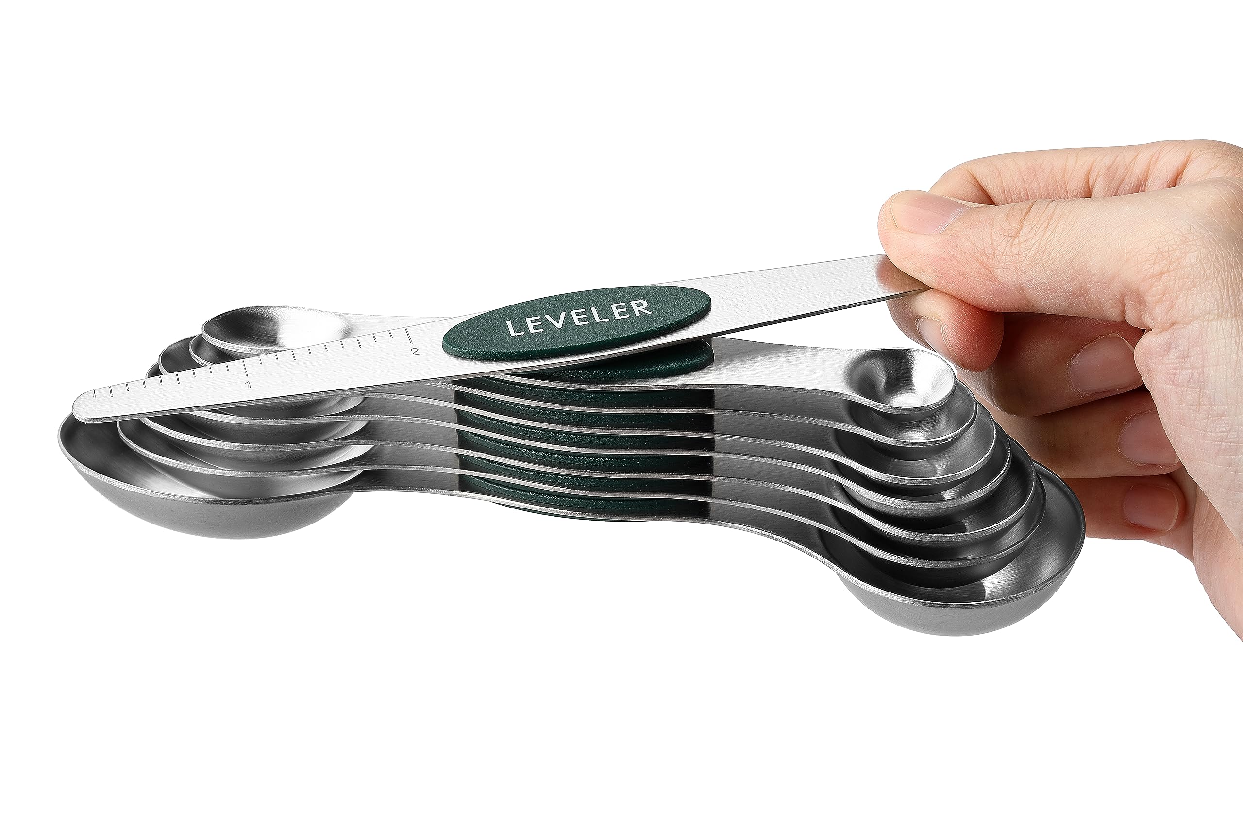 Spring Chef spoons stackable design helps save counter and drawer space.