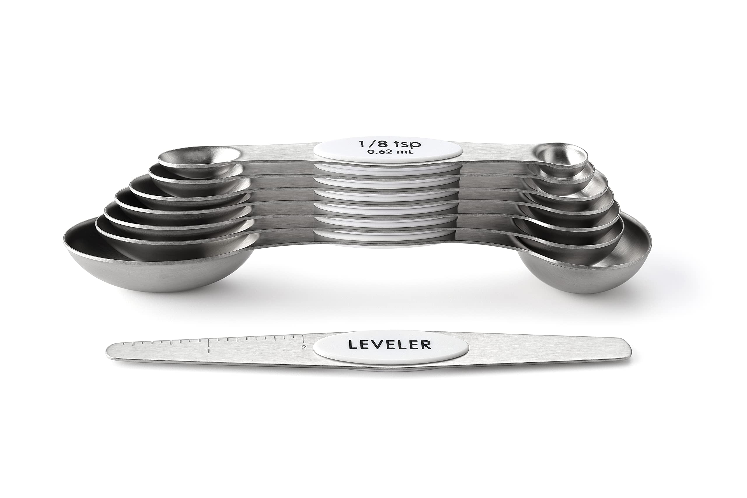 Spring Chef sleek white finish spoons look durable and easy to wipe clean