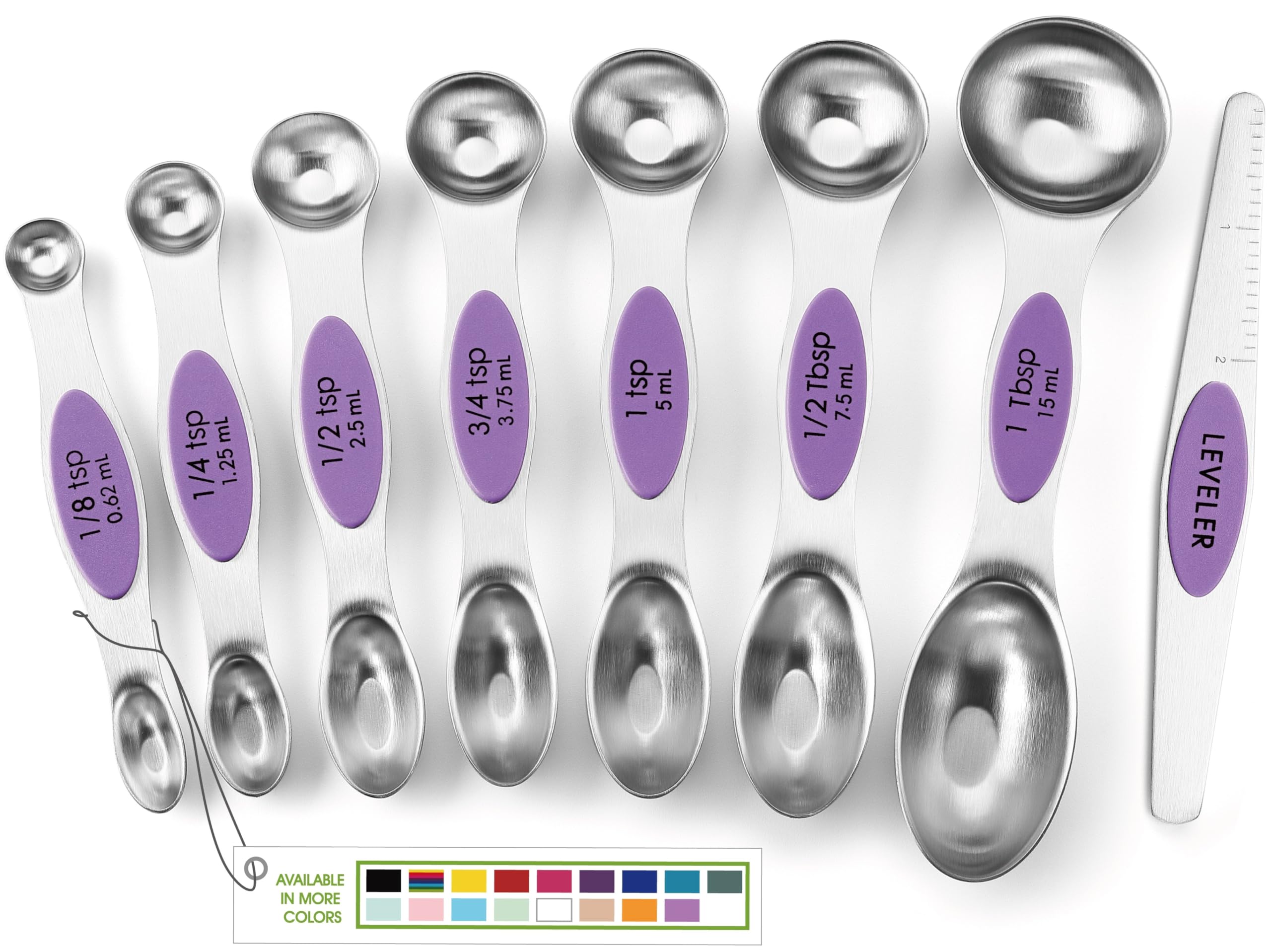 Spring Chef stainless steel magnetic measuring spoons set of 8 with leveler for precise cooking.