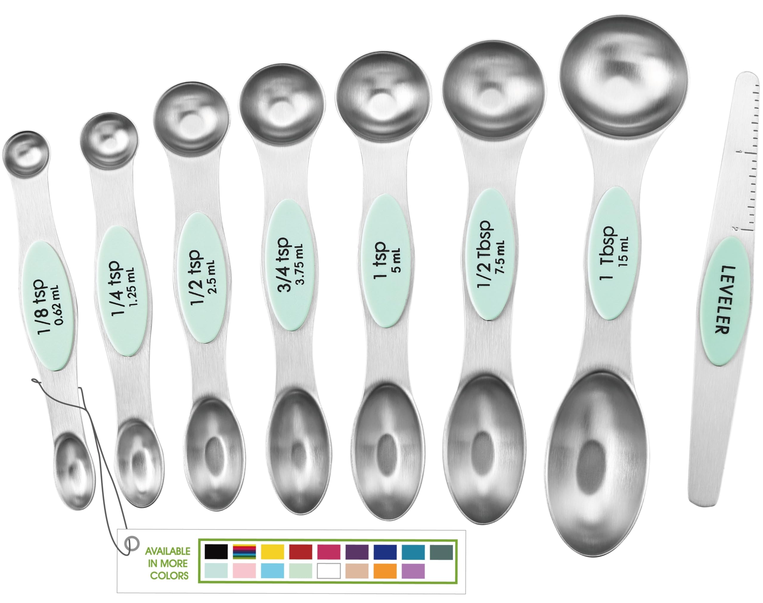 Spring Chef stainless steel magnetic spoons with leveler for precise dry ingredients.