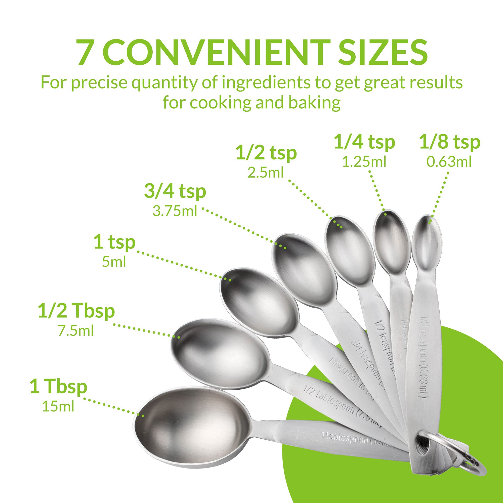 Spring Chef stainless steel spoons designed for versatile dry and liquid measurements.