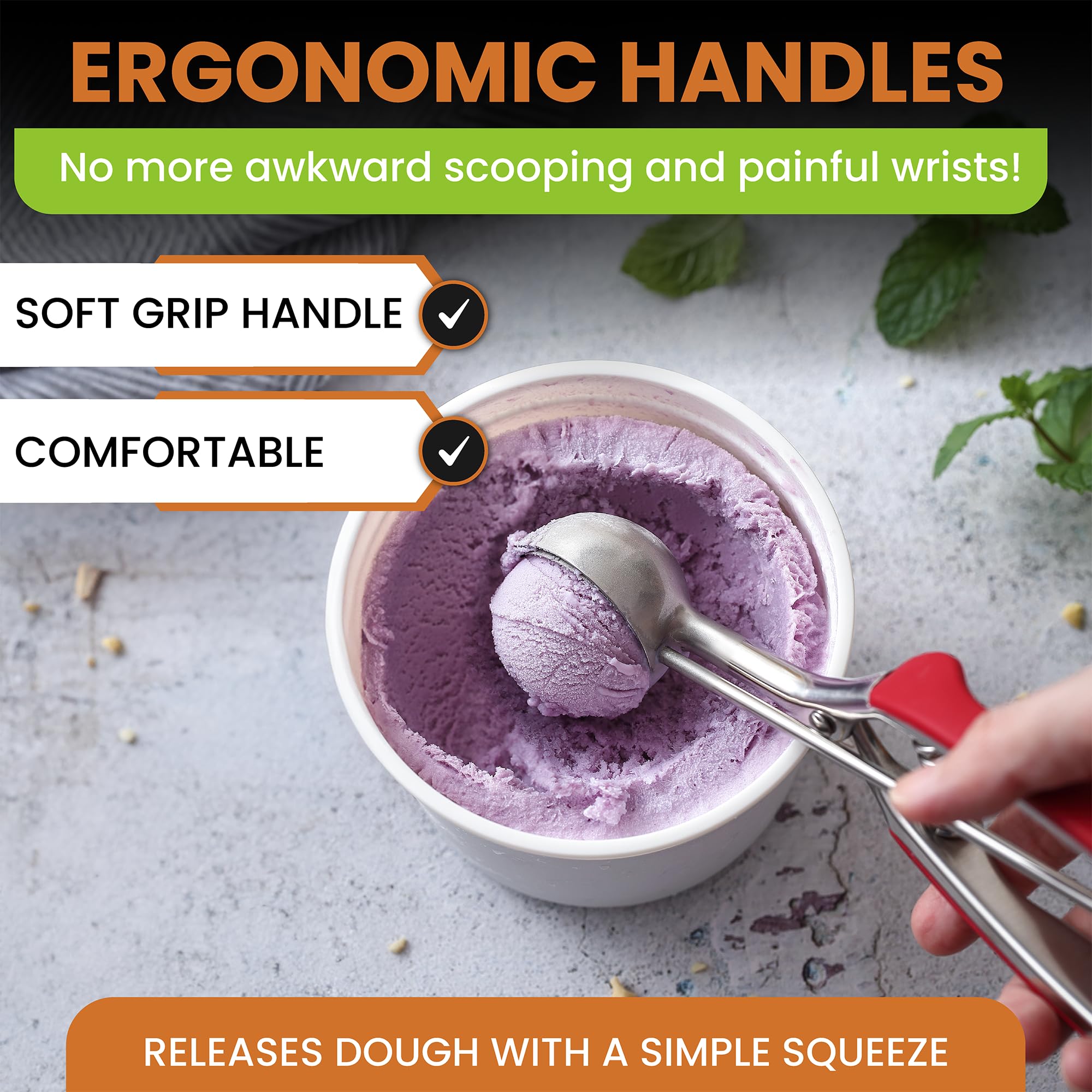 Spring Chef versatile batter scoop for cupcakes, meatballs, ice cream, and more