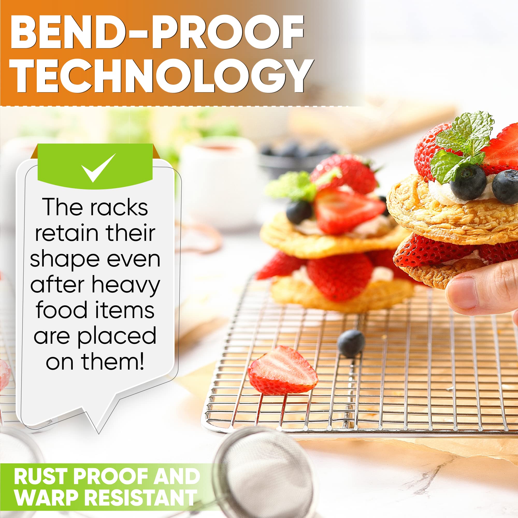 Spring Chef versatile rack supports broiling, baking, roasting, or cooling tasks.