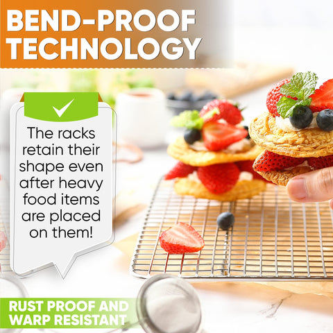 Spring Chef versatile rack supports broiling, baking, roasting, or cooling tasks.