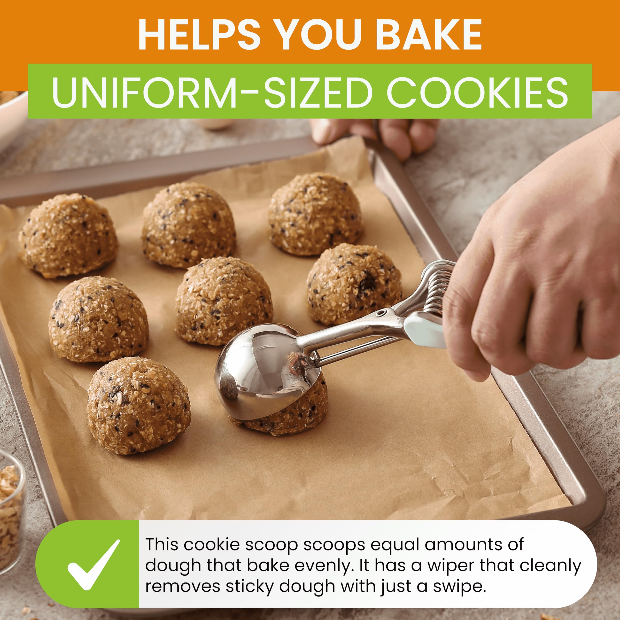 Spring Chef versatile scoop for cupcakes, meatballs, and melon balls.