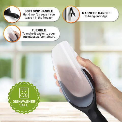 Spring Chef versatile scoop for ice, rice, and popcorn tasks.