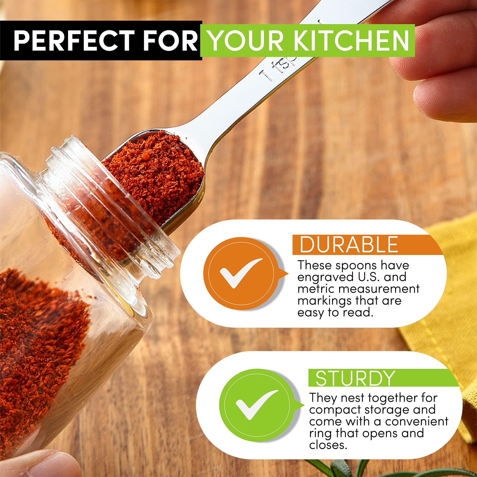 Spring Chef spoons have wide handles for comfortable filling
