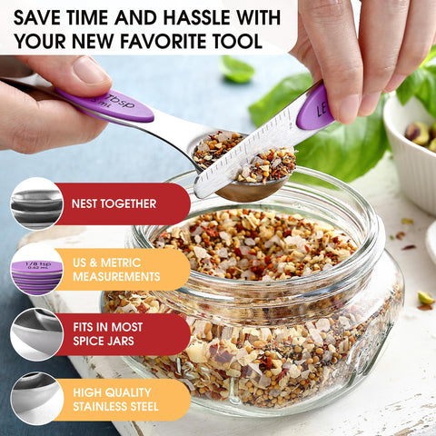 Spring Chef spoons feature US and metric markings that won’t fade.